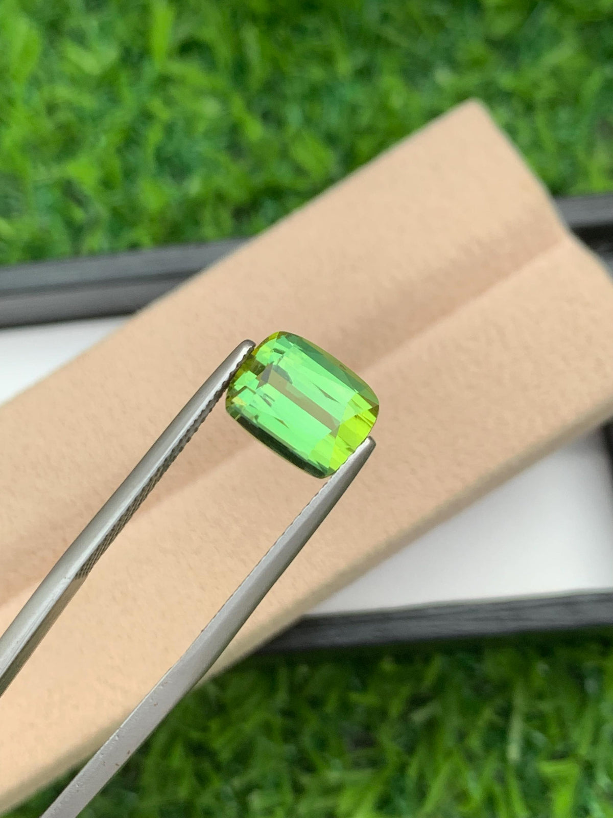 4.35 CT Bluish Green Tourmaline Gemstone: Cushion Cut Ring Stone