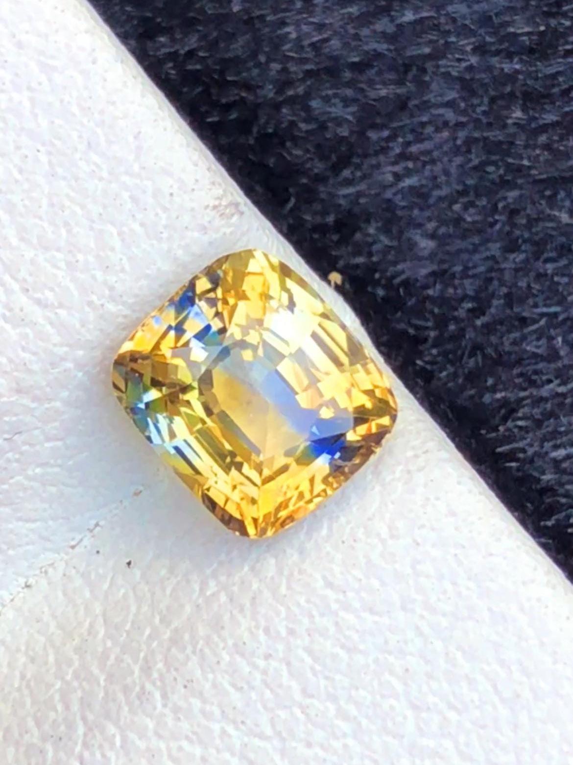 Parti Sapphire 2.01ct Cushion Cut – Bi-Color Gem from Sri Lanka (No Heat)
