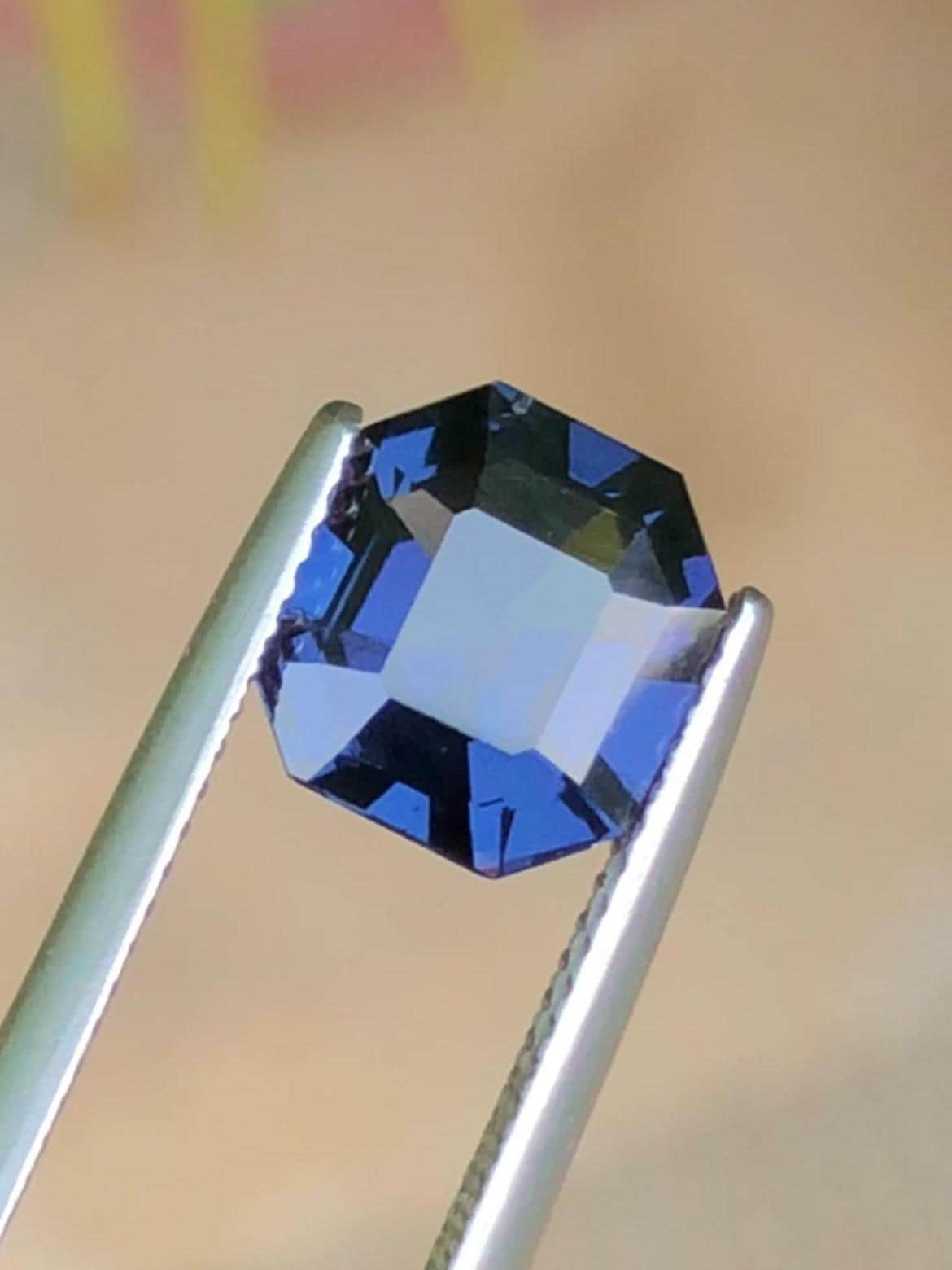 Midnight Steel Blue Spinel 2.90ct Asscher Cut Madagascar