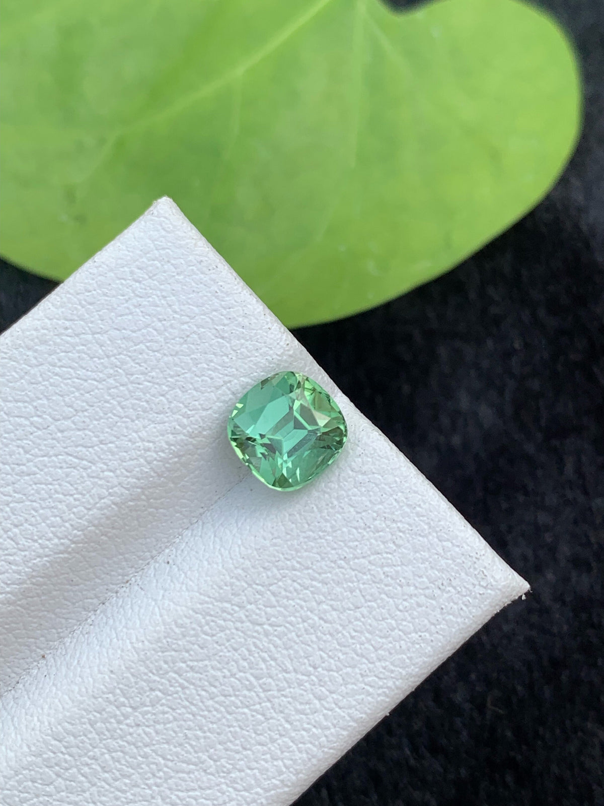 Teal Green Tourmaline Gemstone: Cushion Cut, 1.55 Carat
