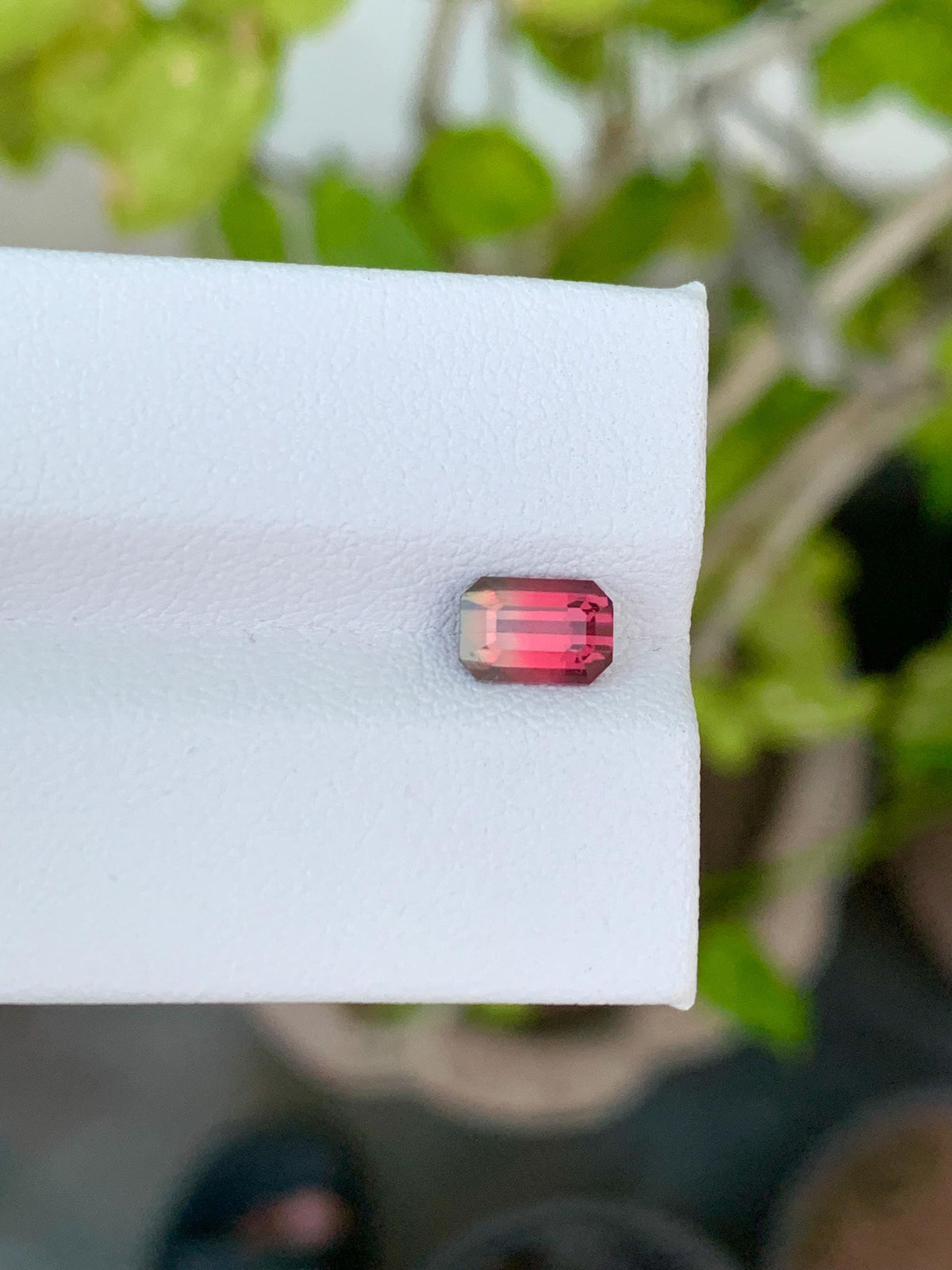Emerald-Cut Bi-Color Tourmaline Gemstone: Pink Jewelry Stone, 1.15 CT
