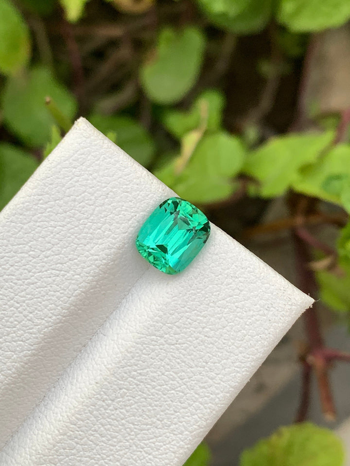 Natural Blue-Green Tourmaline Gemstone: Cushion Cut, 2.00 Carat