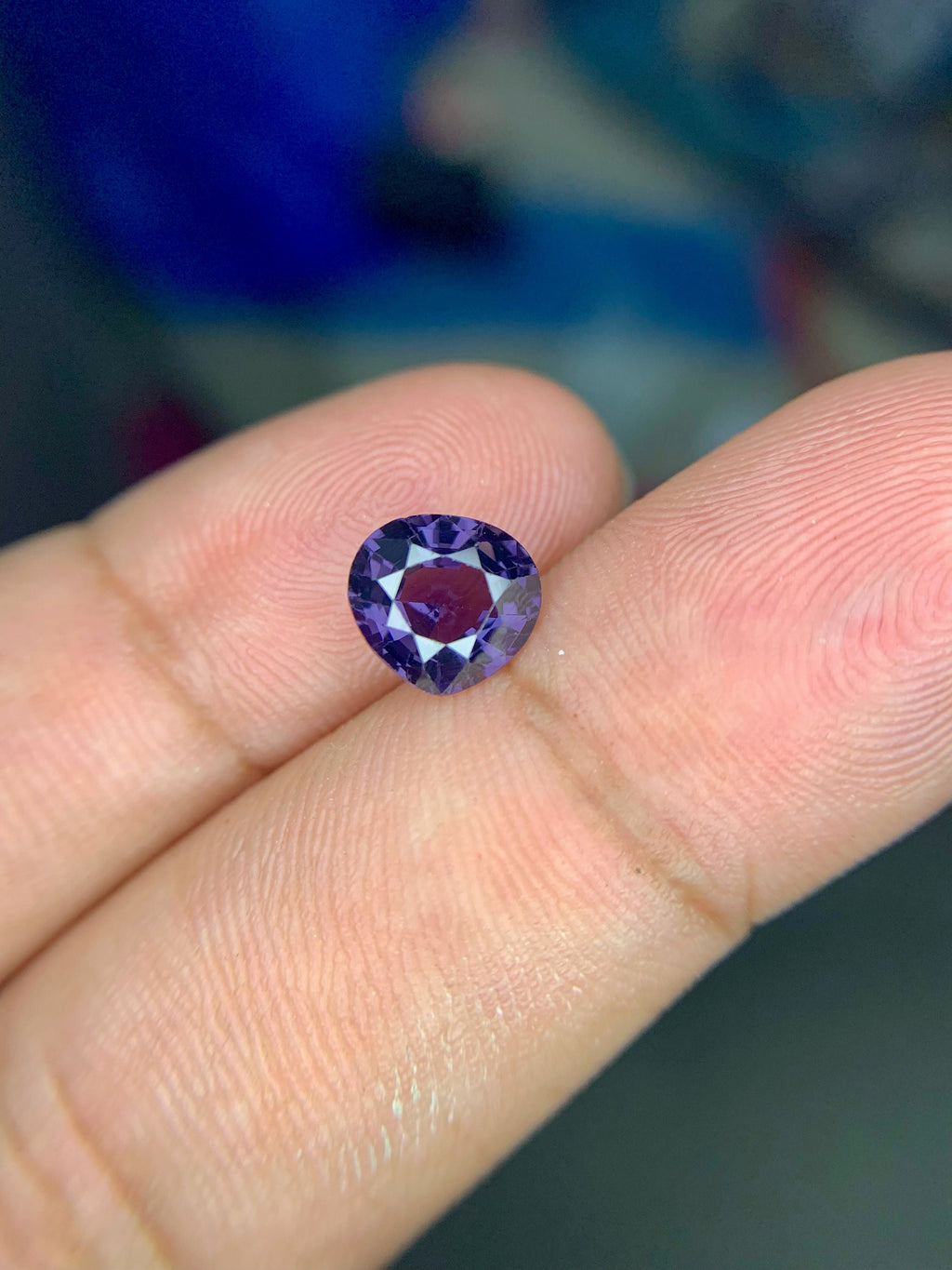 1.65 CT Bluish Purple Spinel Gemstone: Pear Cut, Afghanistan Origin