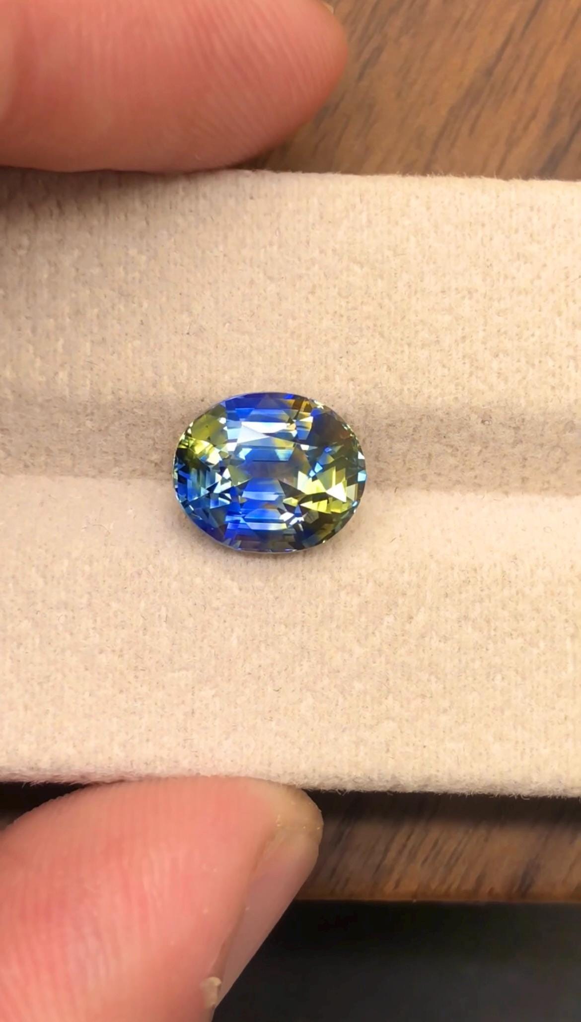 Bi Color Sapphire 4.17 Ct Oval Cut – Blue-Yellow Gem from Sri Lanka No Heat