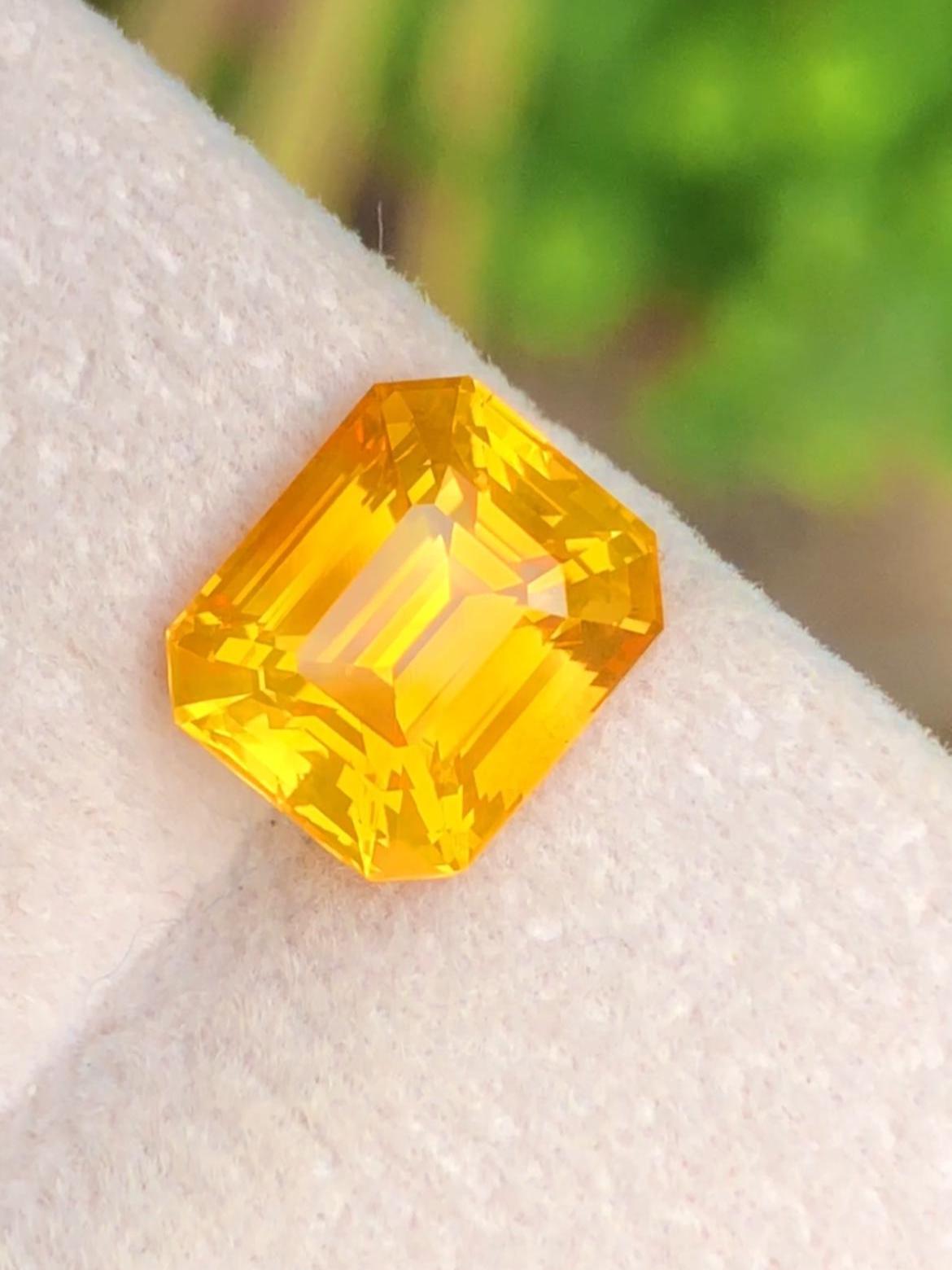 Yellow Sapphire 3.52 ct Emerald Octagonal Cut Madagascar With Certificate