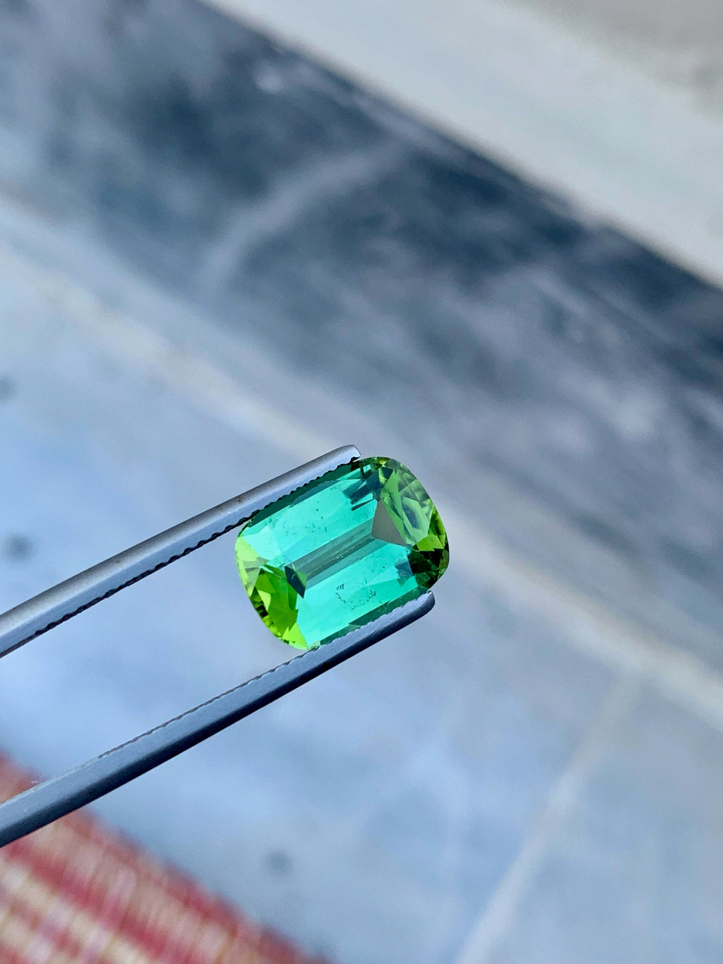 Natural Blue Green Tourmaline Gemstone For Ring Making , Cushion Cut Tourmaline Stone , 4.60 CT