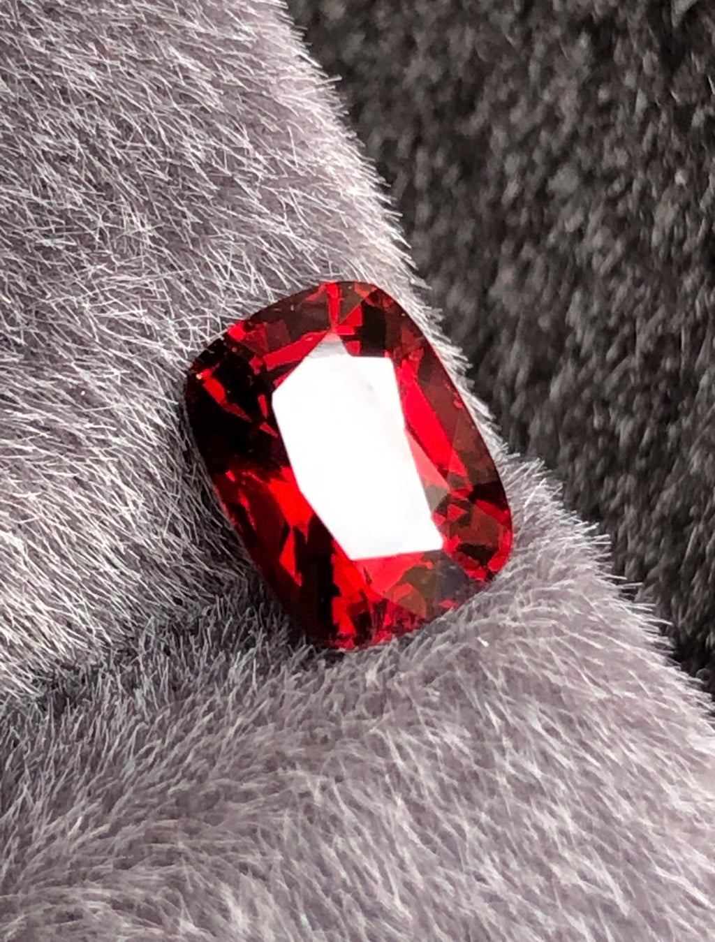 Vivid Red Spinel 1.58ct Step Cushion Cut - Burma Gemstone Loose Stone