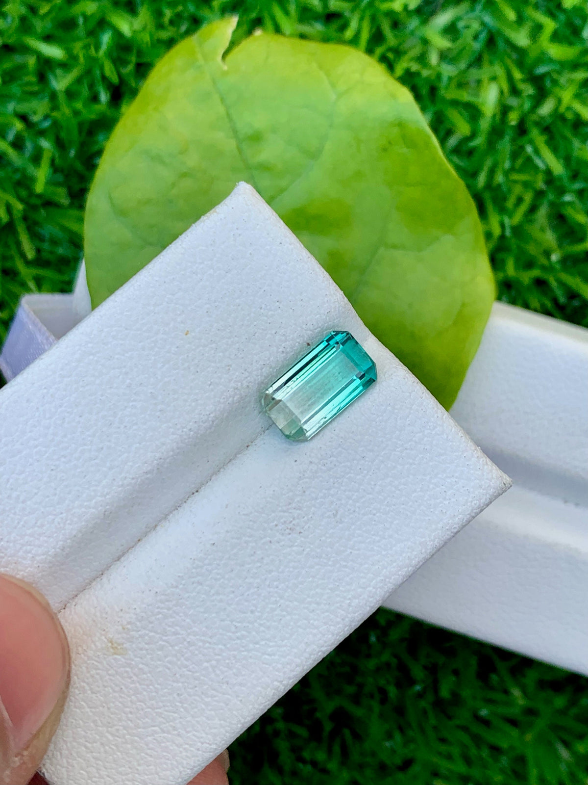 Bi-Color Tourmaline Gemstone: Emerald Cut, Blue/Green, Afghanistan (8.5x4x3 MM)