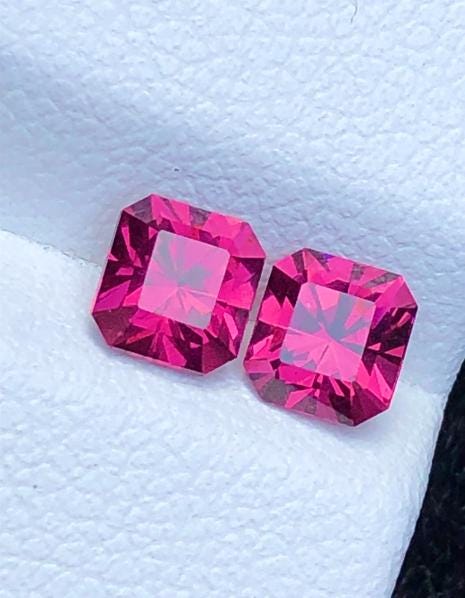 Malaya Garnet 1.50ct Pair Octagonal Radiant Cut Purple Pink Precision Matched Loose Gemstones