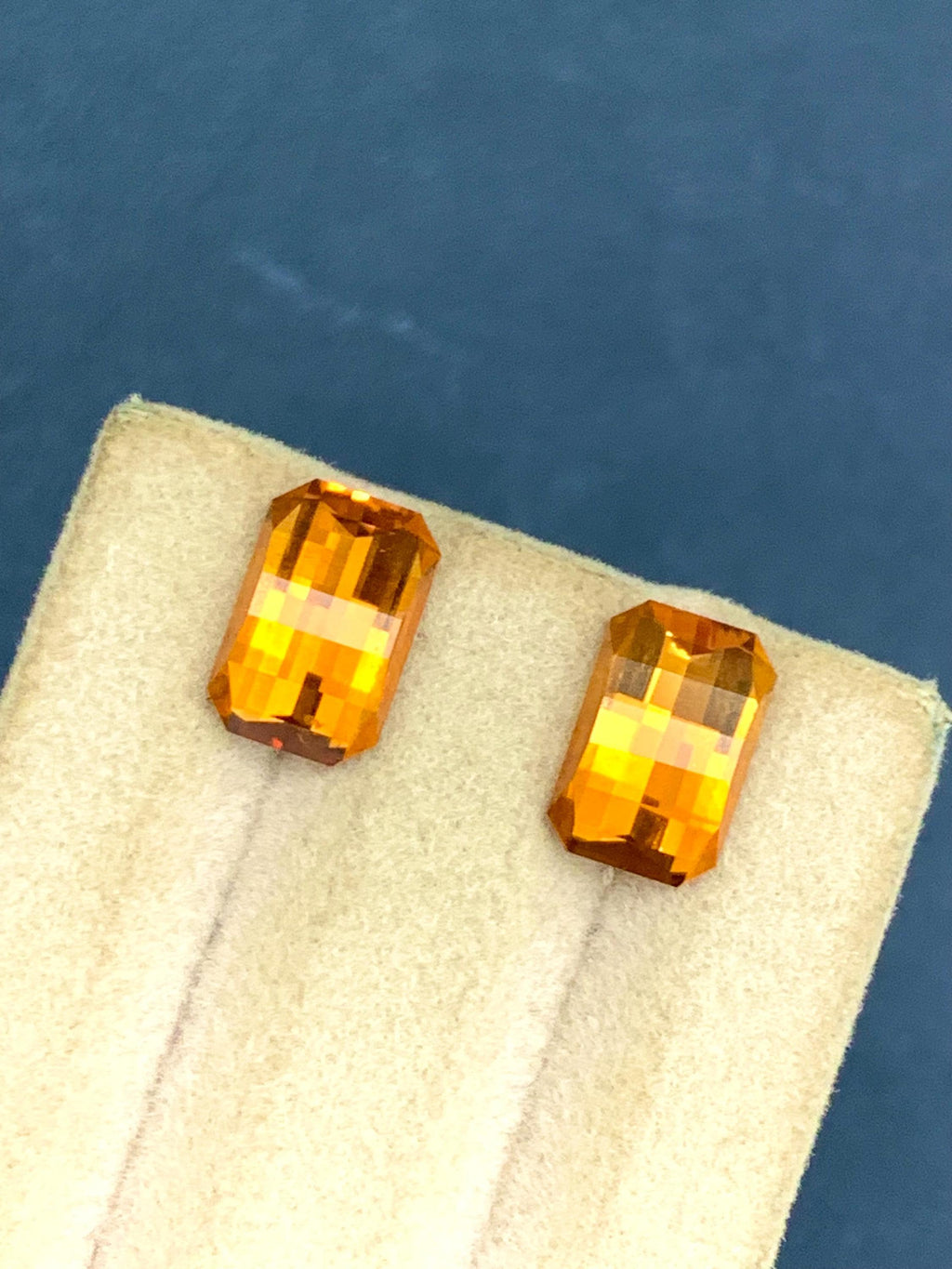 Madeiran Citrine Gemstone Pair: Fine Orange Vintage Ring Stones, 4 Carat