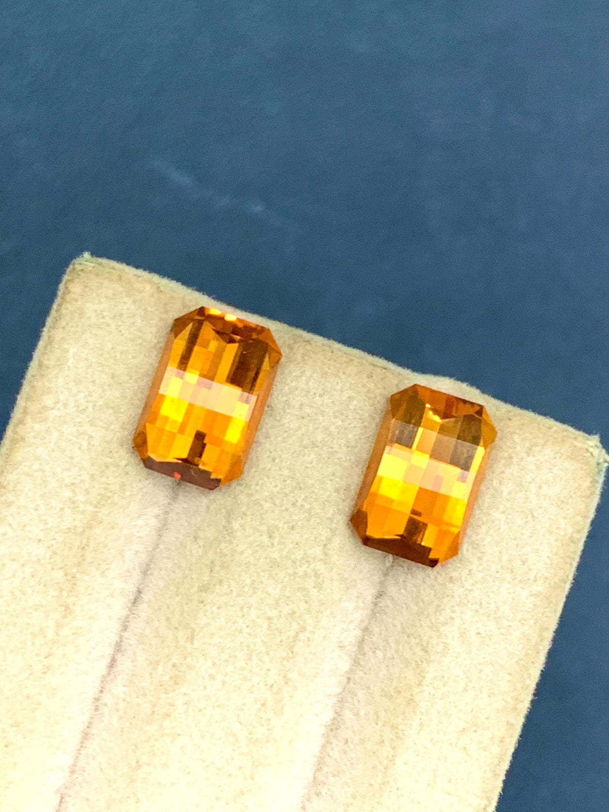 Madeiran Citrine Gemstone Pair: Fine Orange Vintage Ring Stones, 4 Carat