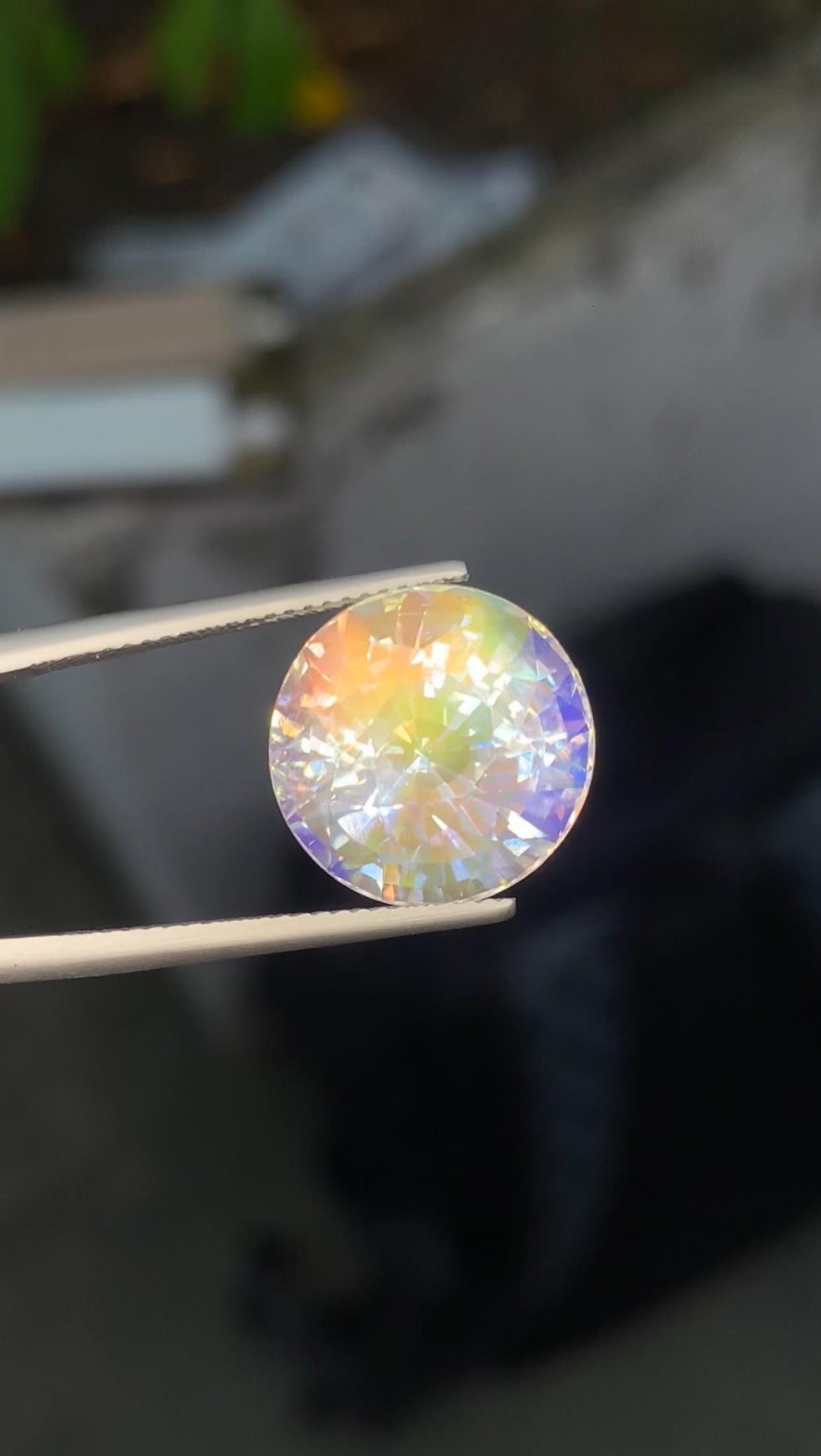 Rainbow Moonstone Gemstone: Round Faceted Stone, 12.31 CT, Madagascar Origin