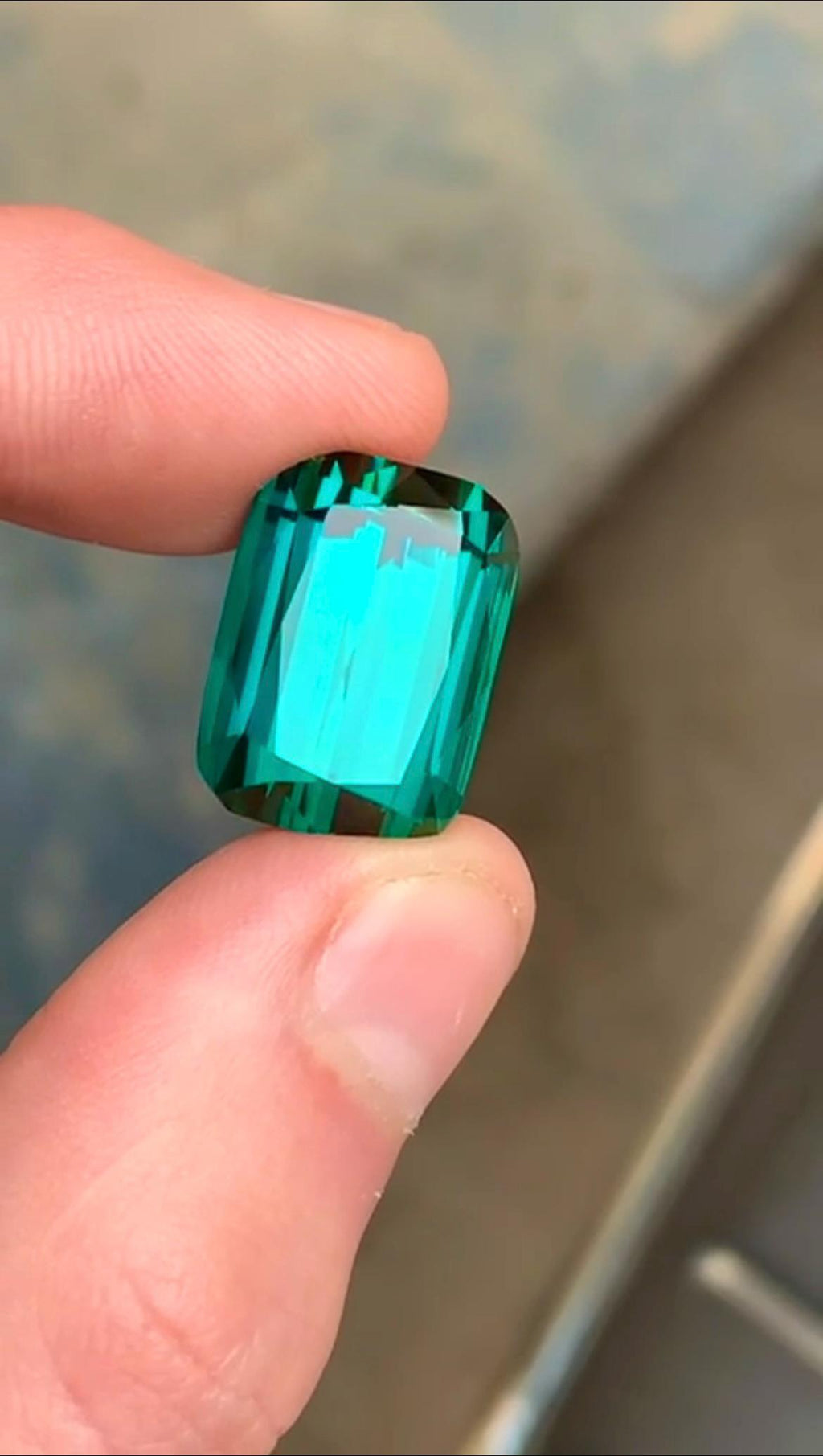 Bluish Green Tourmaline 27 Gemstone in Cushion Cut from Afghanistan