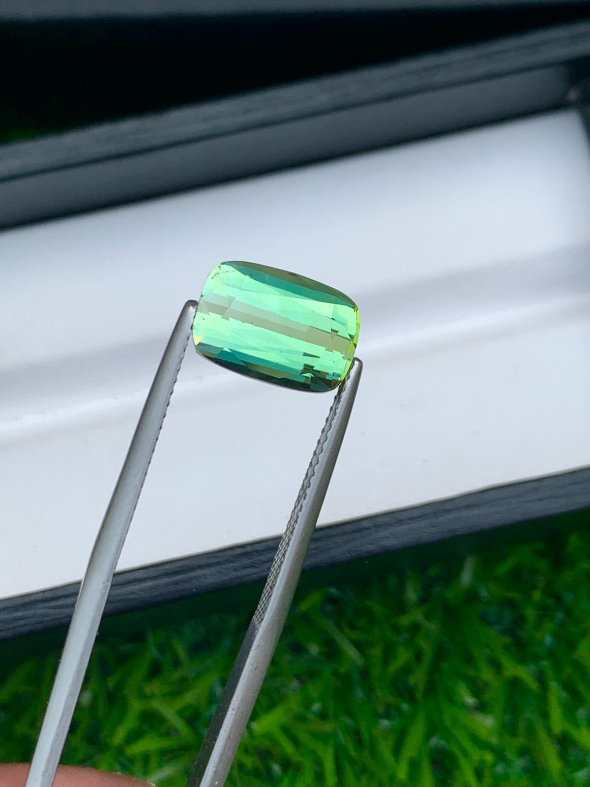 Lime Green Tourmaline Gemstone: 4.95 CT Faceted Cushion Cut