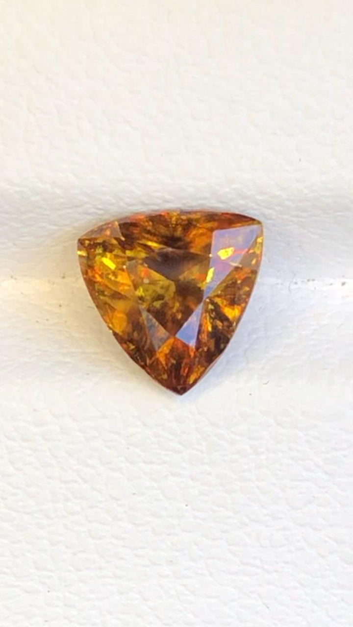 Trichroic Sphene Gemstone: 1.65 CT Trillion Cut, Zagi Mine