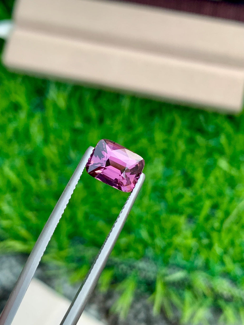 Purplish Pink Spinel Gemstone: 2.55 CT Cushion Cut, Tanzania