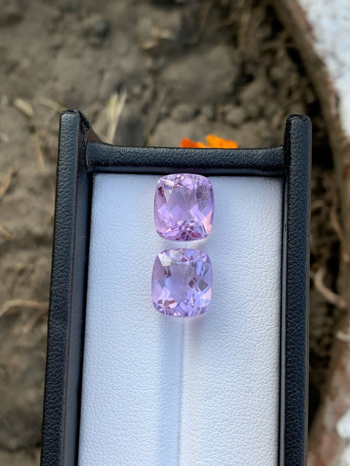 Emerald Cut Amethyst Pair: 13.75ct Zambia Gemstones