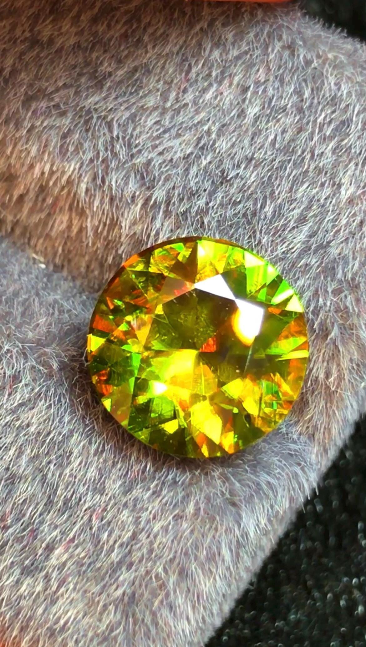 Green Sphene 4.20 ct Round Cut Green Gemstone from Skardu Pakistan