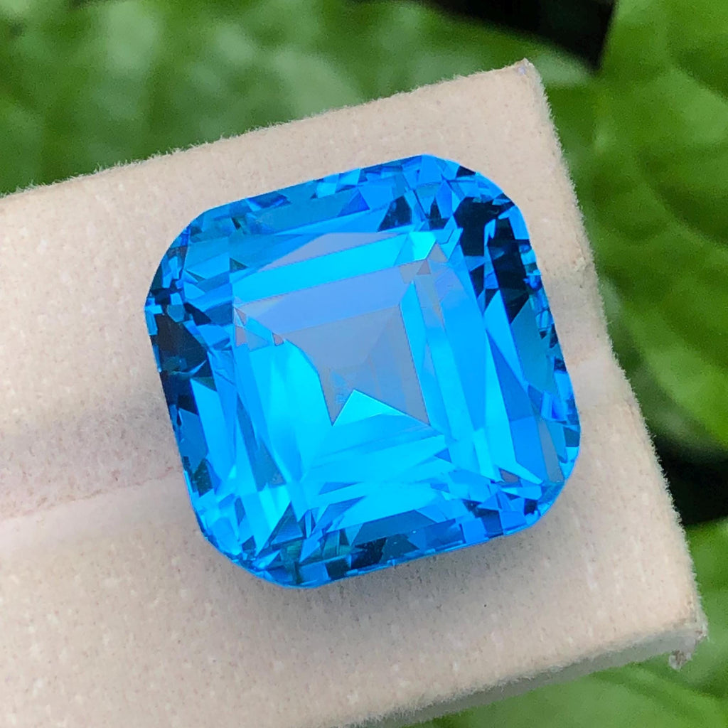 Electric Blue Topaz 53.25 Carat Cushion Cut Gemstone from Skardu, Pakistan – 20x19x16mm