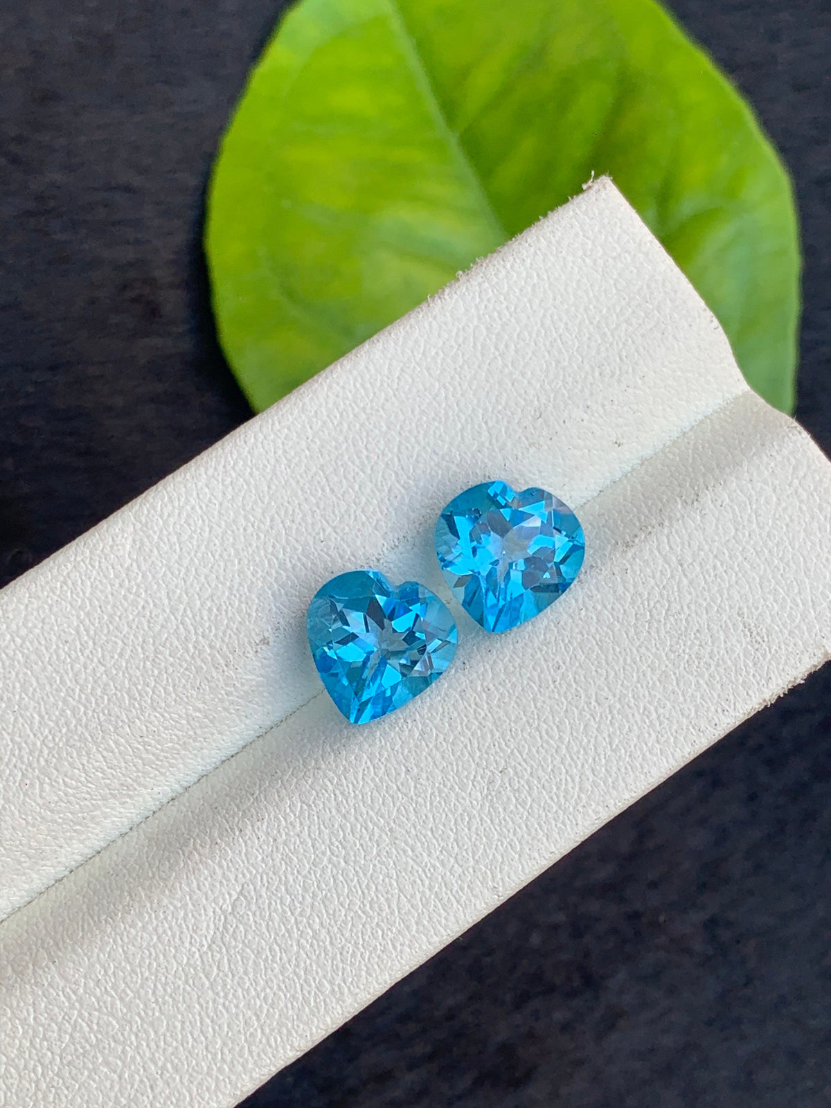 Swiss Blue Heart Shape Topaz Pair, Natural Topaz Cut Stones, 6.10 carat