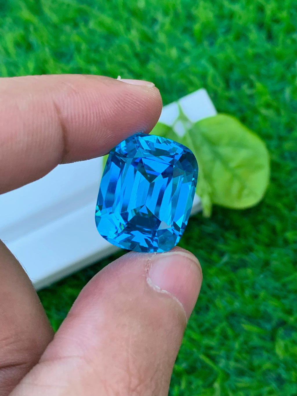 Electric Blue Topaz Gemstone: 35.65 CT Cushion Cut Swiss Topaz