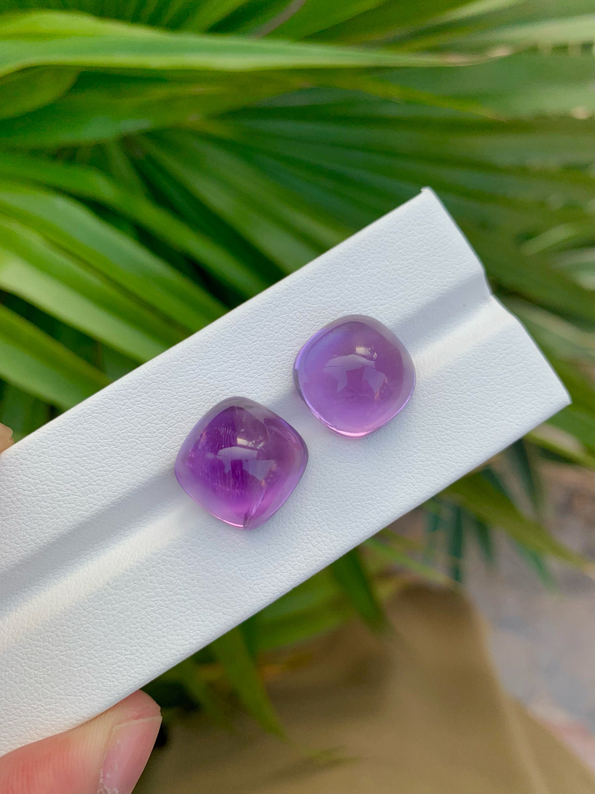 Deep Purple Amethyst Cabochon Pair: Fine Gemstone, 25.55 Carat