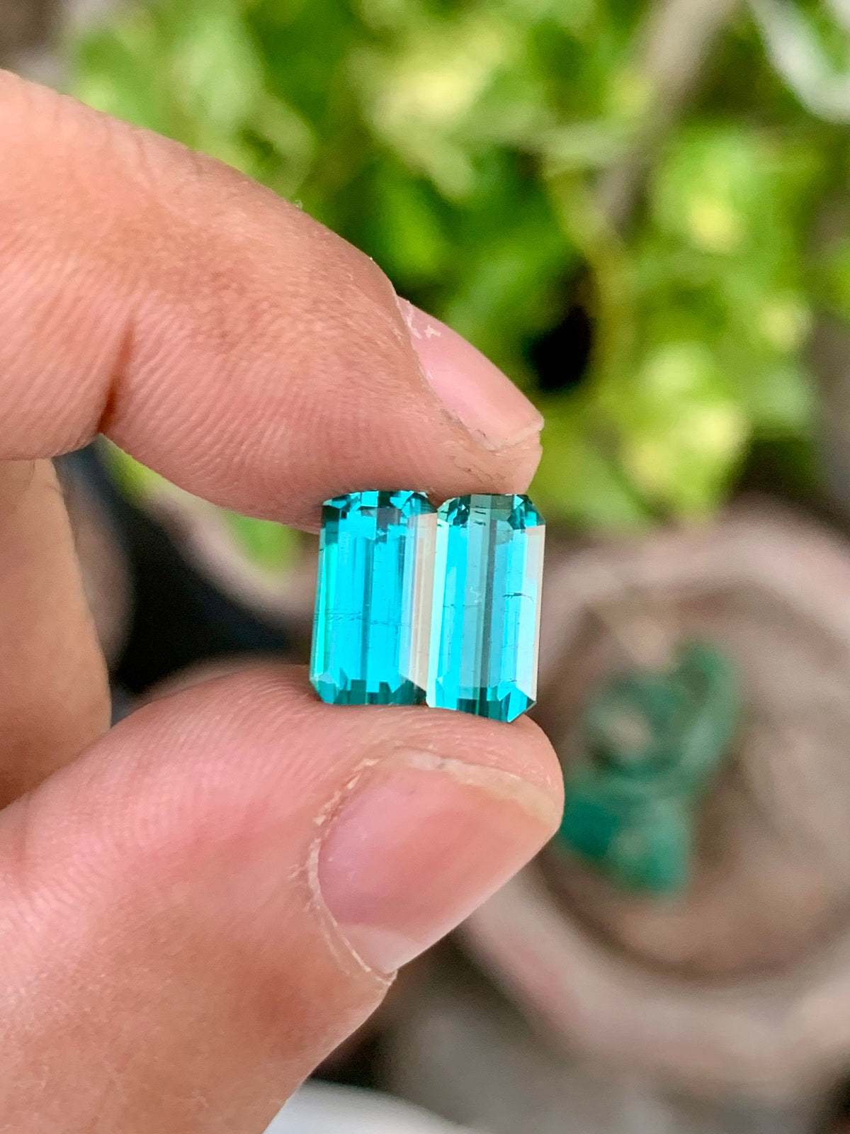 Blue Lagoon Tourmaline Pair: Faceted Emerald Cut, October Birthstone