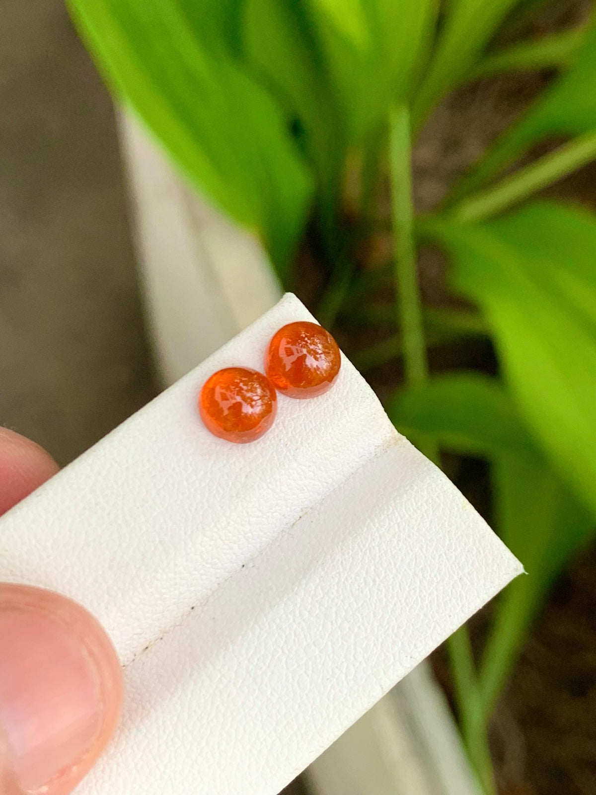 Mandarin Garnet Cabochon Pair: 4.69 Carat Orange Spessartite Gems