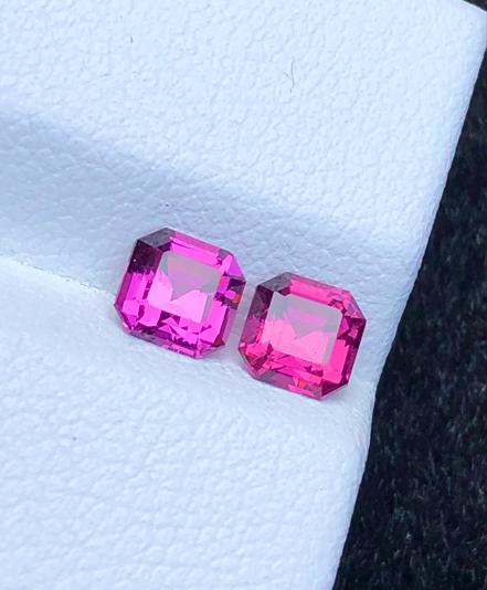 Malaya Garnet Pair 1.25 ct Asscher Cut – Vibrant Peach-Pink Color