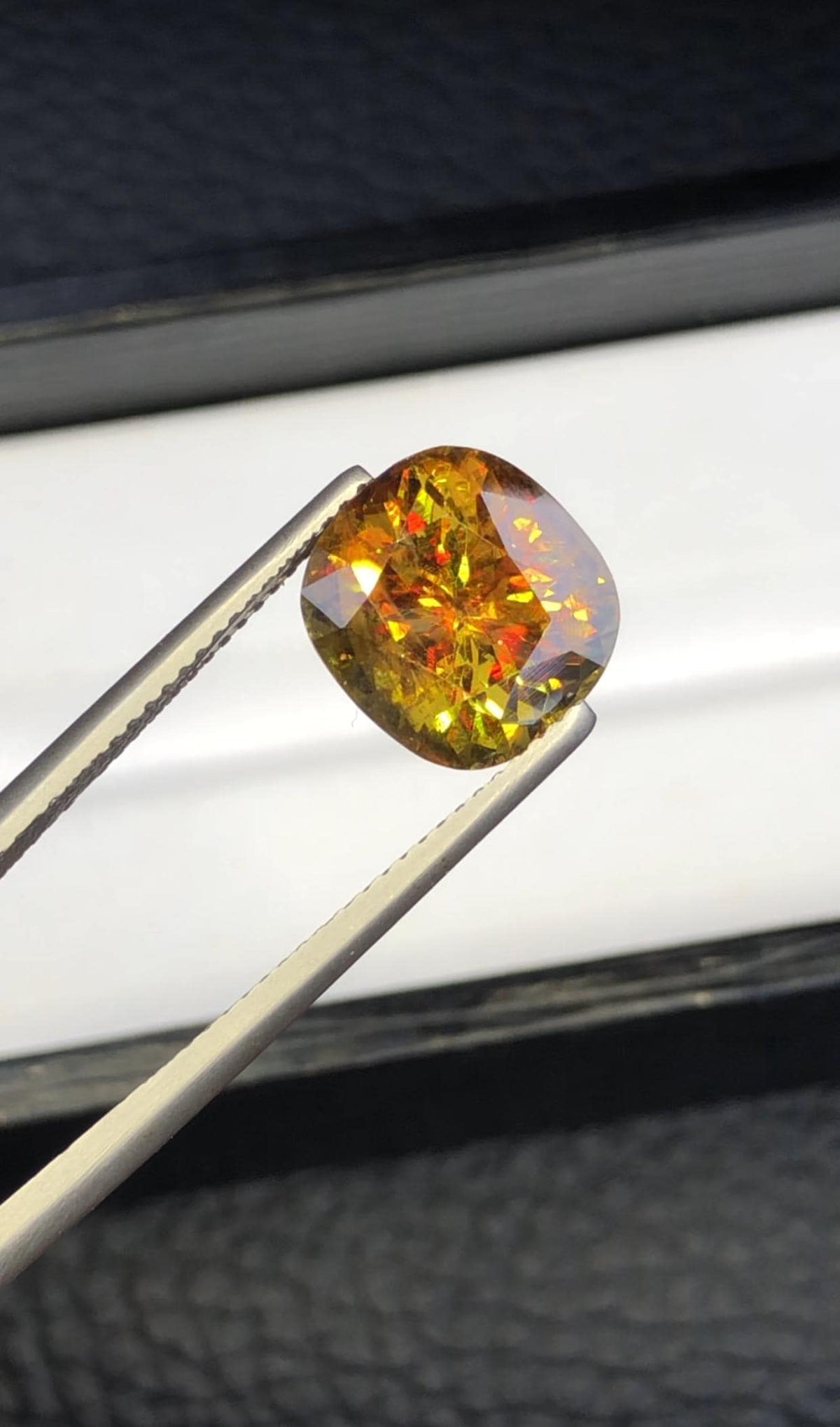 AAA Cushion Cut Sphene Gemstone: 5.65 Carats, Full Fire