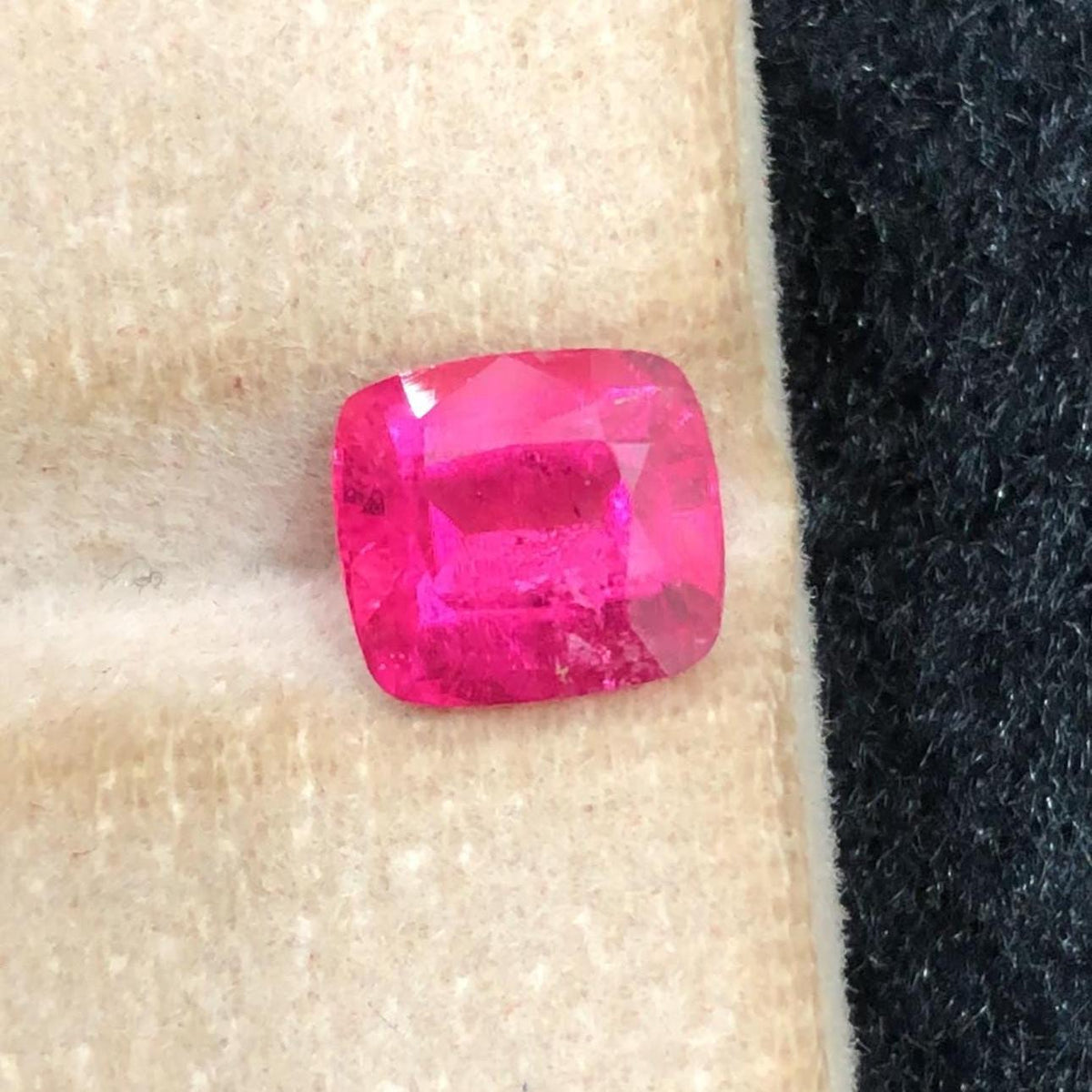 Rubellite Tourmaline 2.05ct Cushion Cut Gemstone Vivid Neon Pink from Afghanistan
