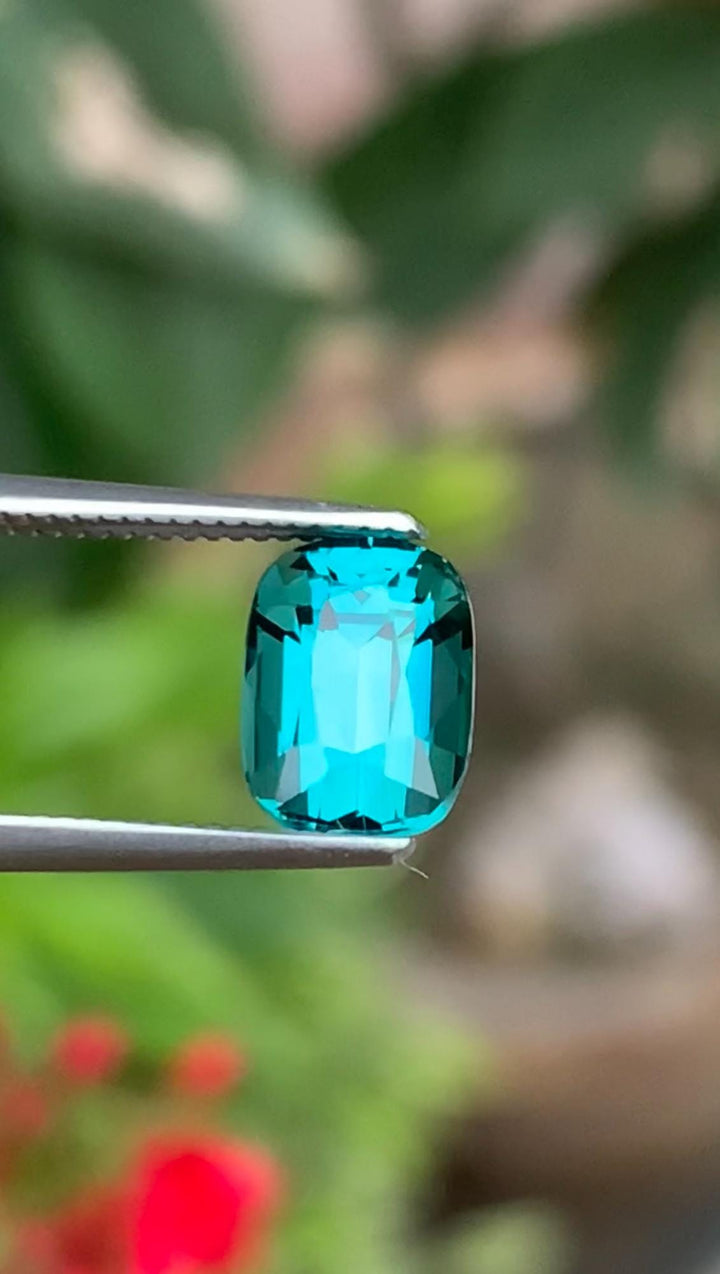 2.00 Carat Natural Lagoon Tourmaline – cushion Cut, Vivid Blue-Green, Eye-Clean, Afghanistan Origin