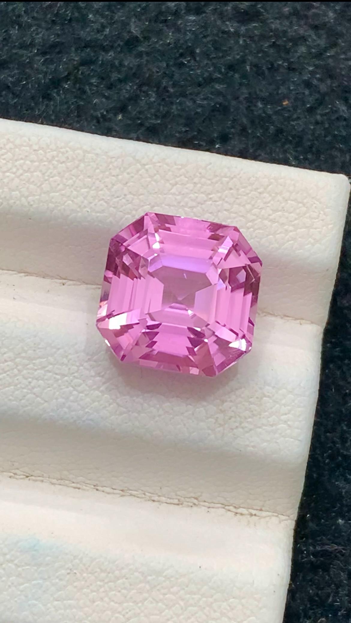 Pink Kunzite 6.85ct Asscher Cut Gemstone from Afghanistan