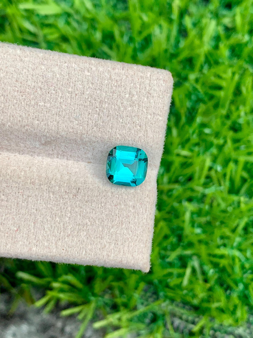 Blue Lagoon Tourmaline Stone: 1.25 CT Faceted Cushion Cut Gemstone