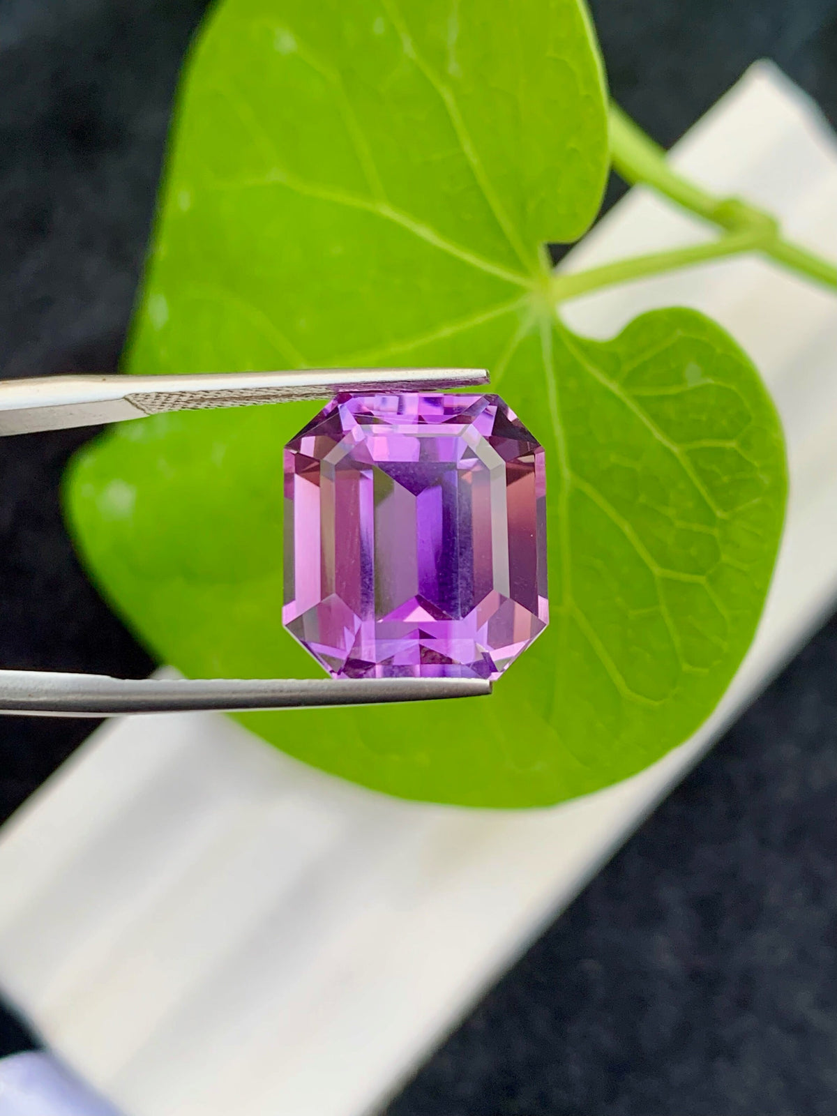 Emerald Cut Pink Purple Amethyst Gemstone, VVS Clarity, 11.75 CT