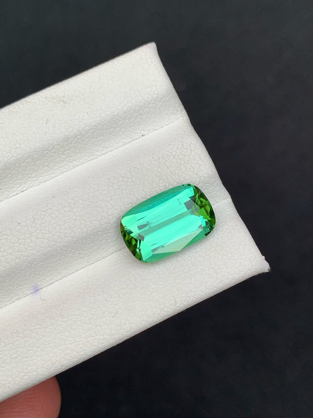Natural Blue Green Tourmaline Gemstone: Cushion Cut, 3.50 Carat