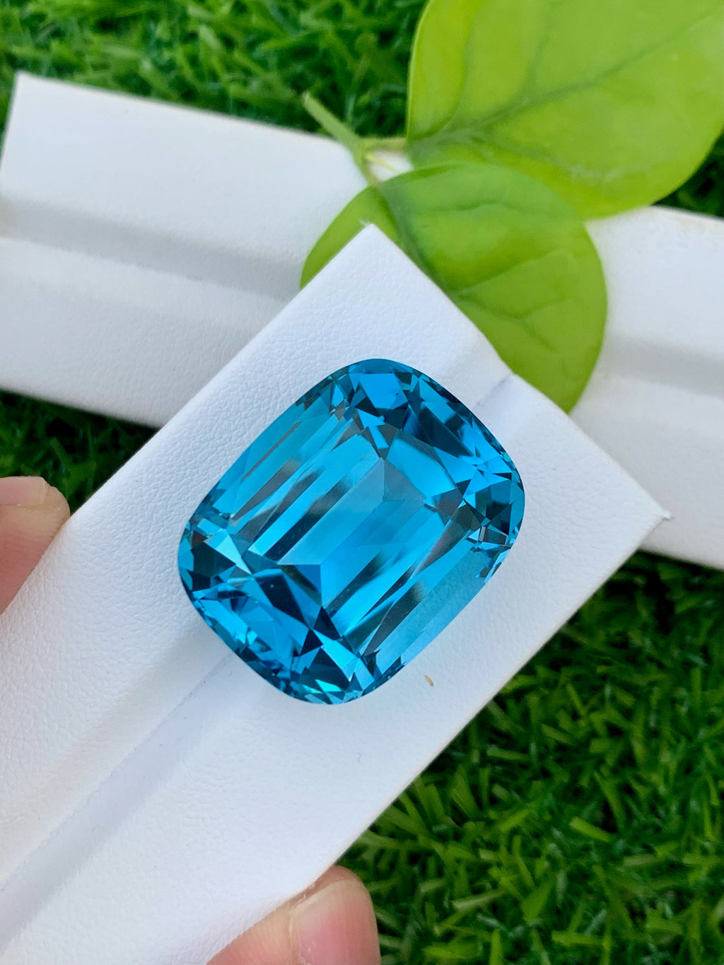 Electric Blue Topaz Gemstone: 76 CT Cushion Cut Swiss Topaz