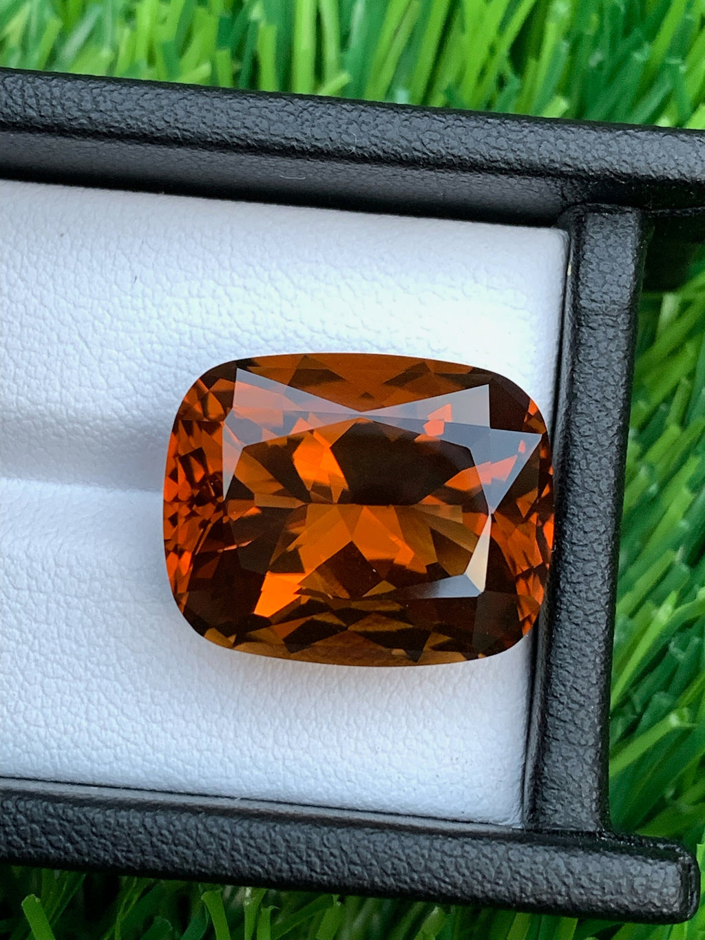 Mahogany Orange Citrine Gemstone: 21 CT Fancy Cushion Cut