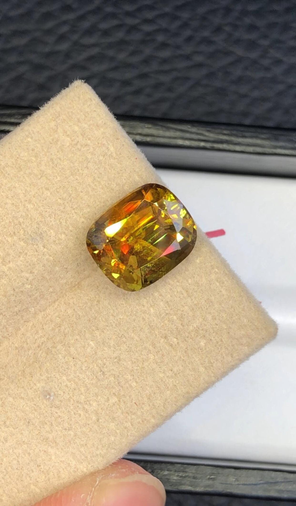 Cushion Cut Sphene Gemstone: 4.70 CT Rare Titanite with Trichroism