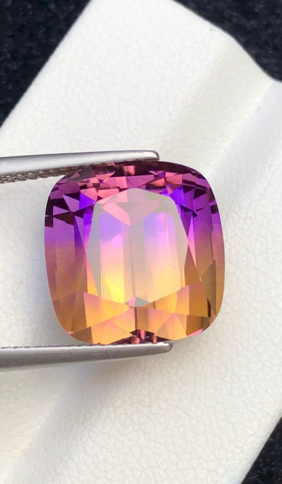 Bi-Color Ametrine 13.90 ct Cushion Cut – Gemstone from Brazil
