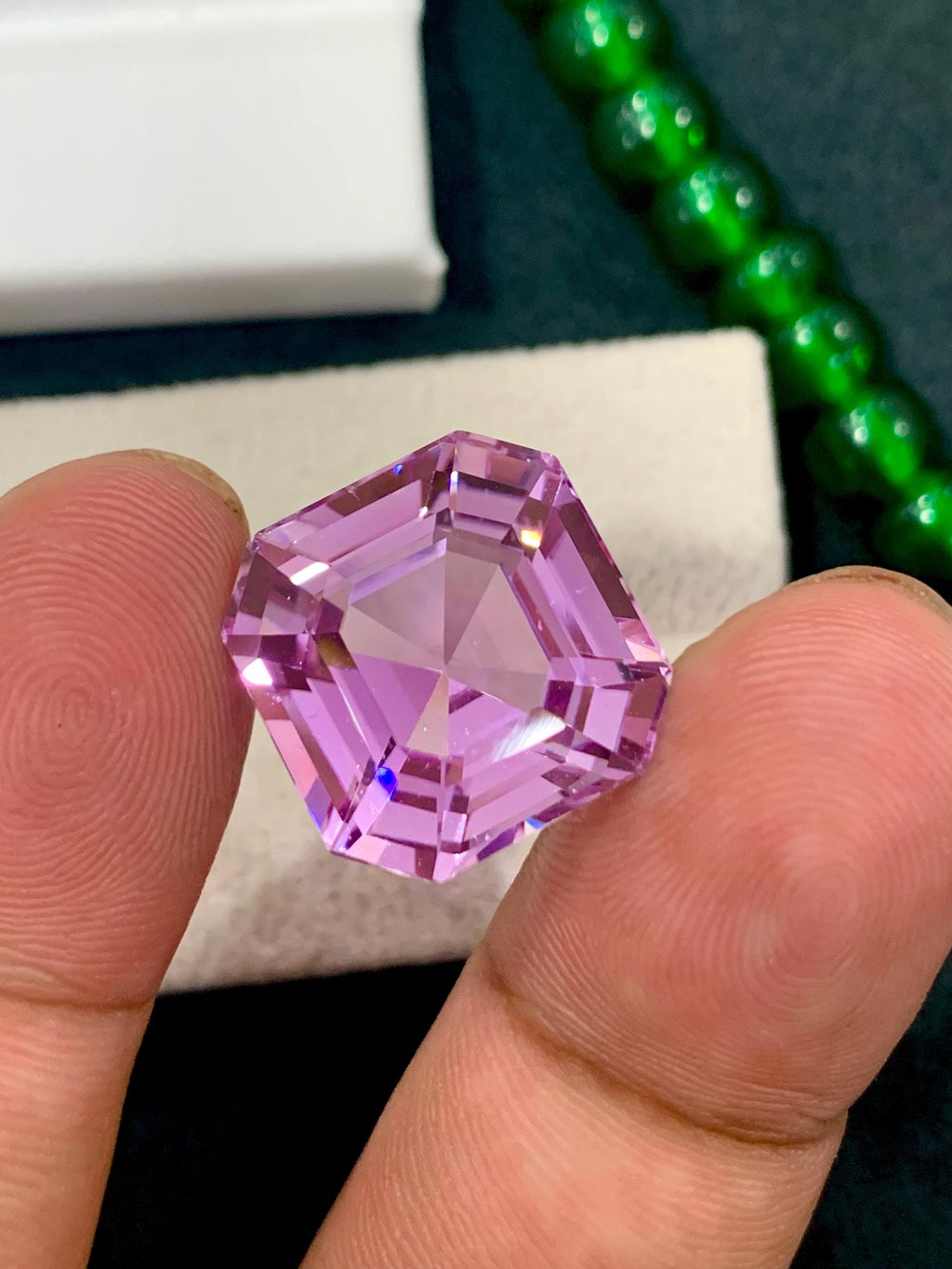 Pink Kunzite 23.90ct Asscher Cut Gemstone from Afghanistan – Light Pink Sparkling Gem