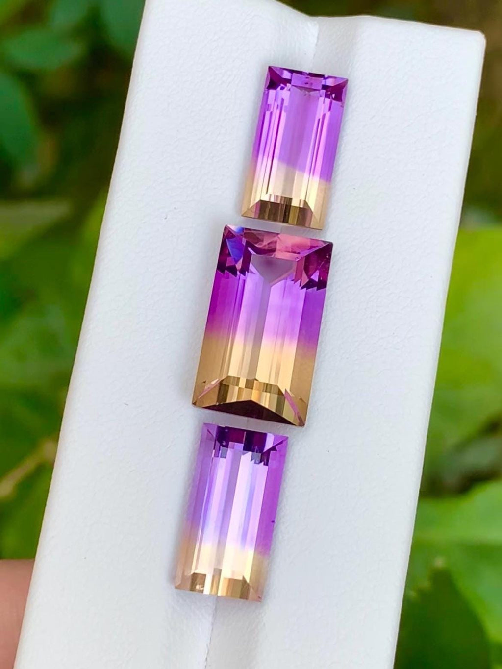 Ametrine 32.50ct Set • Matched Pair & Center Stone • Baguette Rectangular Cut Brazil