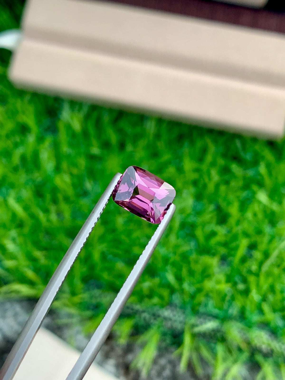 Purplish Pink Spinel Gemstone: 2.55 CT Cushion Cut, Tanzania