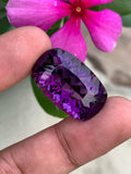 Natural Amethyst Gemstone: 32 CTS, Custom Cushion Cut, VVS Clarity