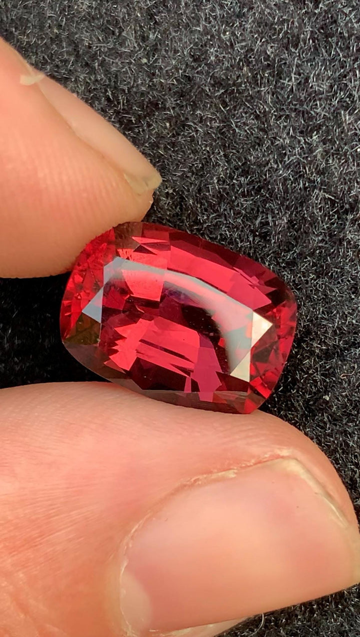 Reddish Pink Spinel 8.50 Carat Cushion Cut Loose Gemstone from burma