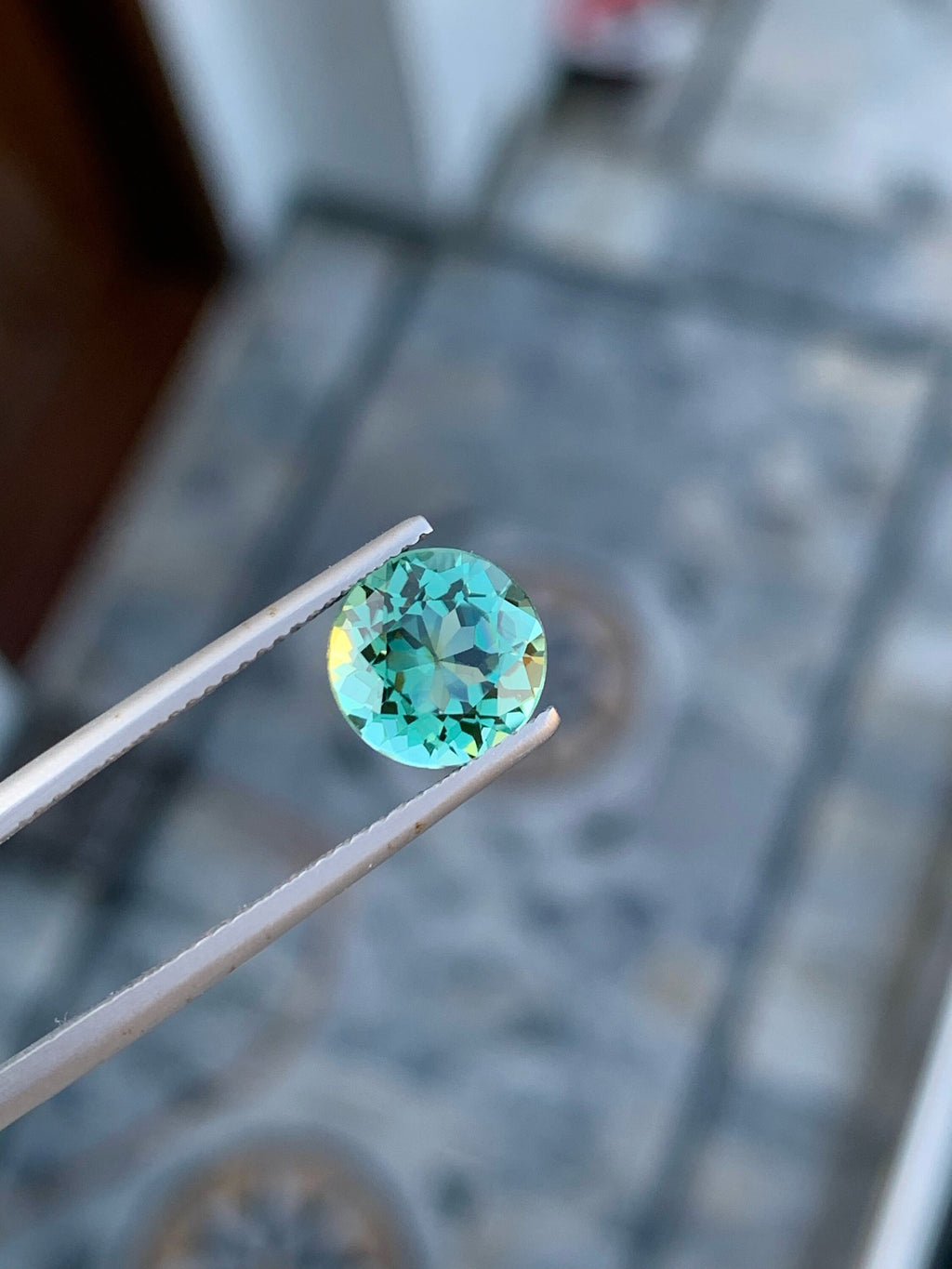 Seafoam Green Tourmaline Gemstone: Round Cut, Afghanistan Origin (08x08x04 MM)