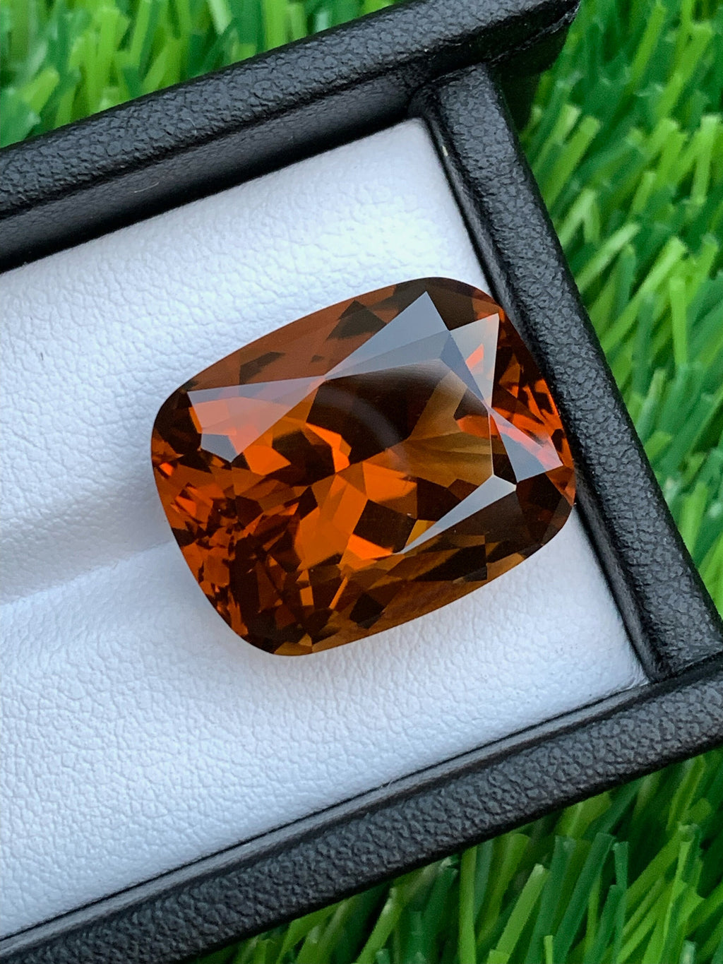 Mahogany Orange Citrine Gemstone: 21 CT Fancy Cushion Cut