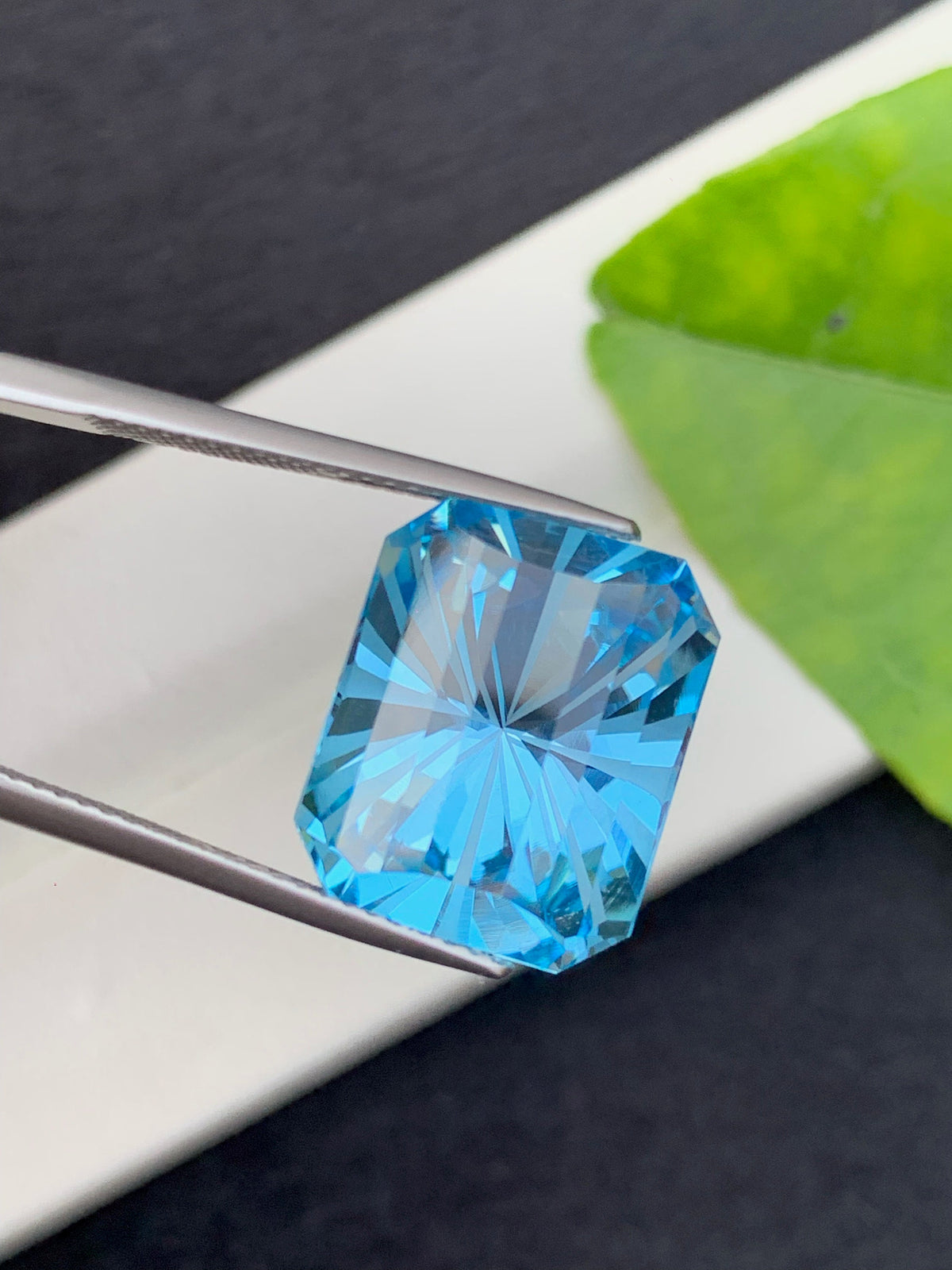 Swiss Blue Topaz Gemstone: 16.50 CT Emerald Cut, December Birthstone