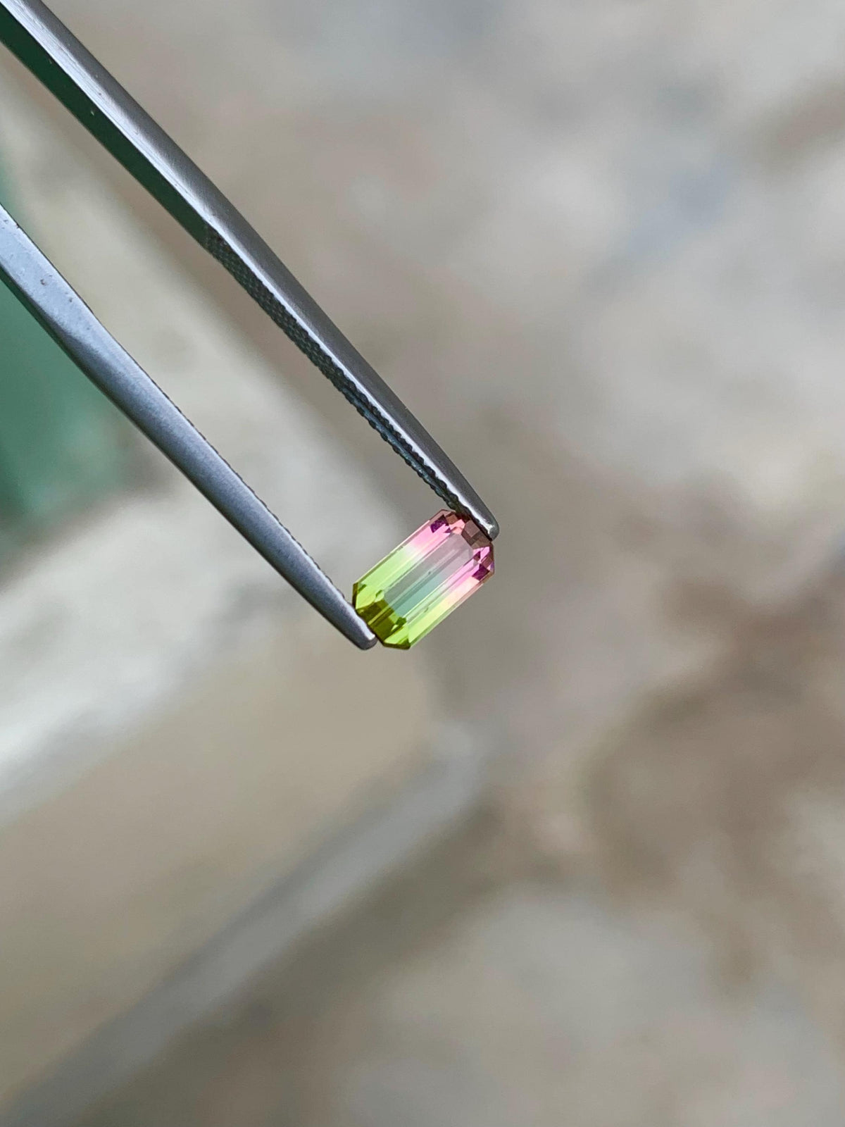 Bi-Color Tourmaline Gemstone: Emerald Cut, 0.80 CT Loose Stone