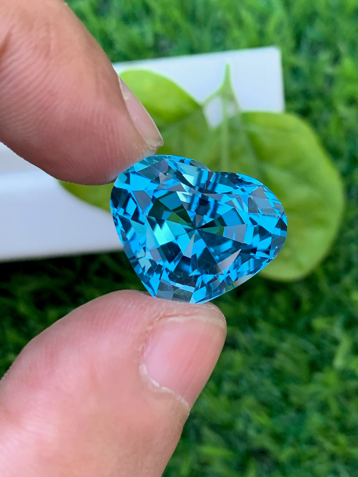 Heart Swiss Blue Topaz Gemstone: Faceted Loose Stone, 21.85 CT